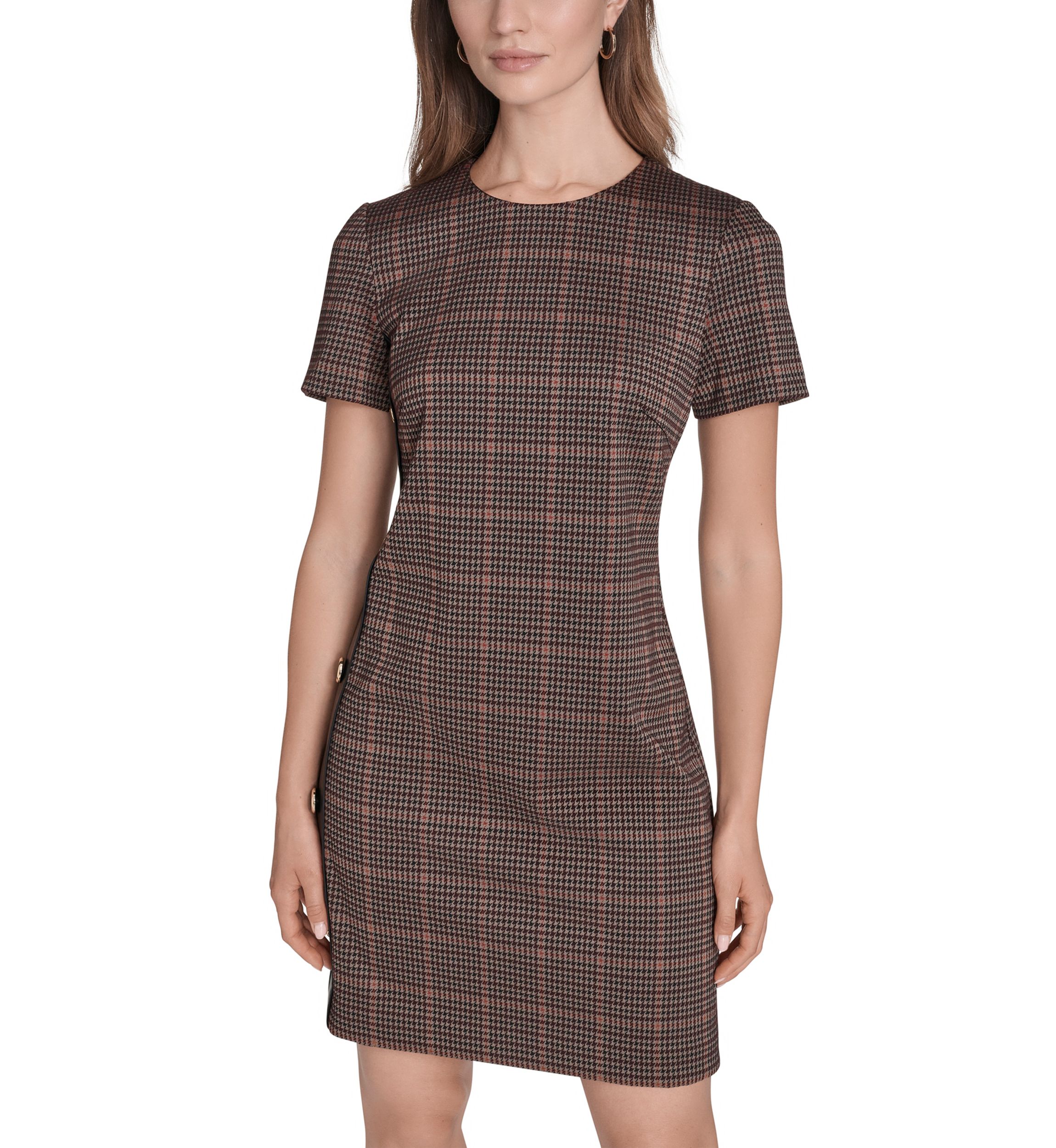 Womens Micro Houndstooth Dress