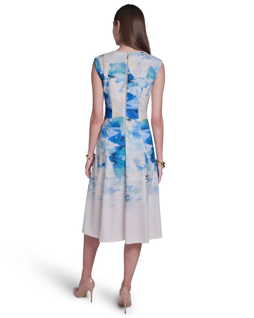 Halston Cap Sleeve Midi Printed Fit & Flare Dress | Belk