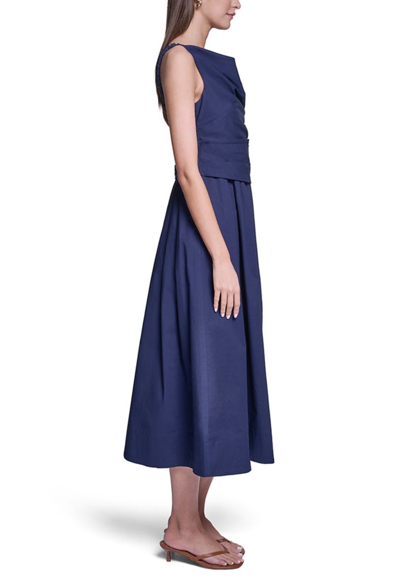 ladies v neck summer dresses Rihoas Vintage White Halter Dress with an Open Back & Bow main image 0
