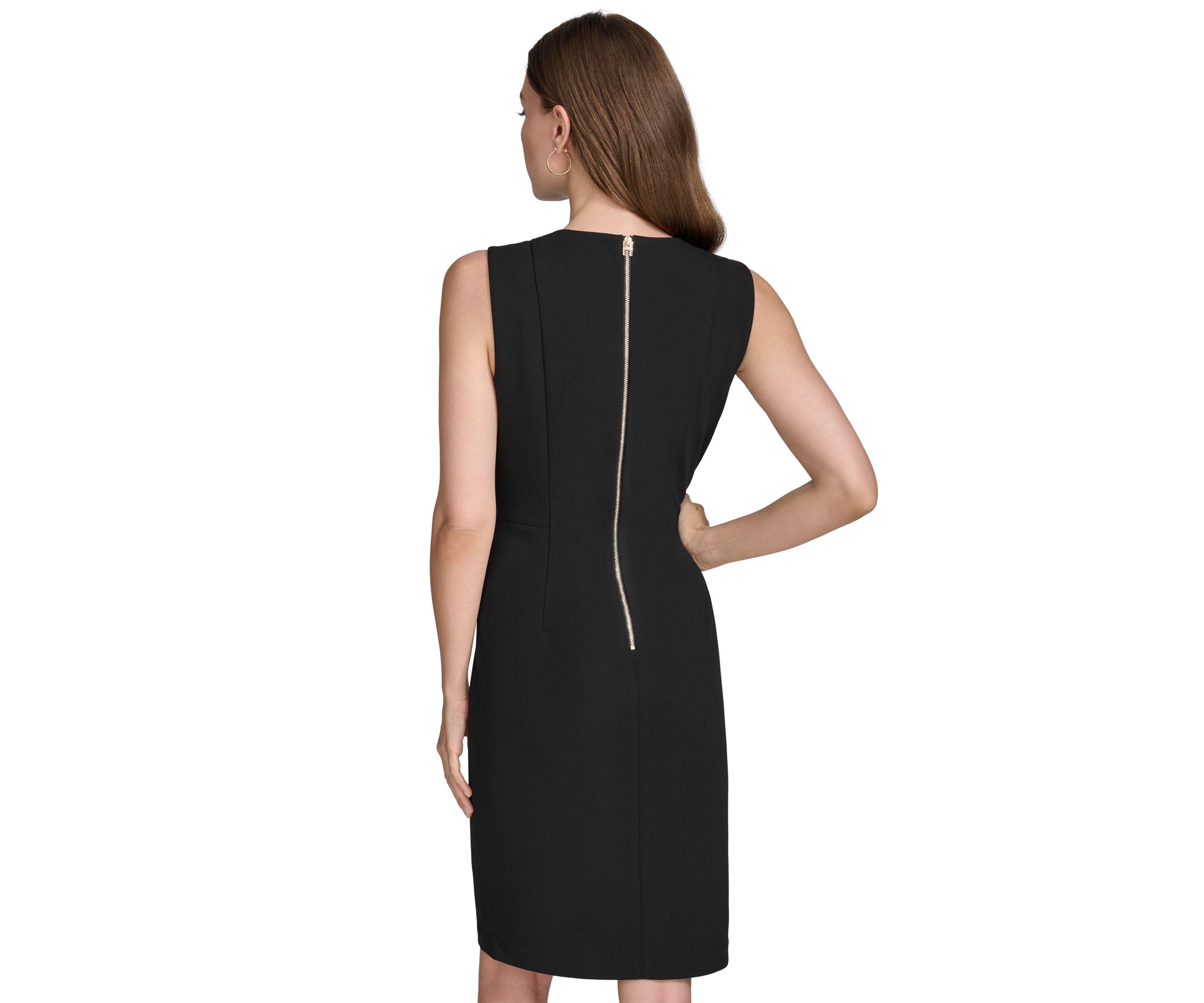 Womens Exposed Zipper Sheath Dress