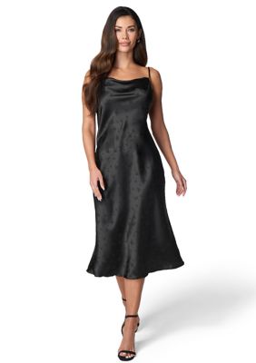 Women's Sleeveless Cowl Neck Solid Satin Slip Dress