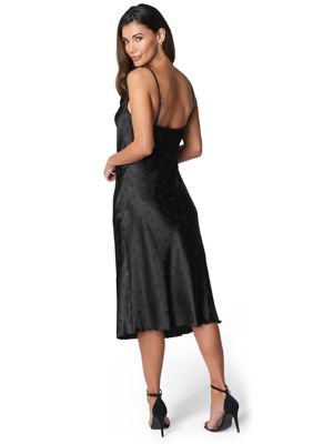 Women's Sleeveless Cowl Neck Solid Satin Slip Dress