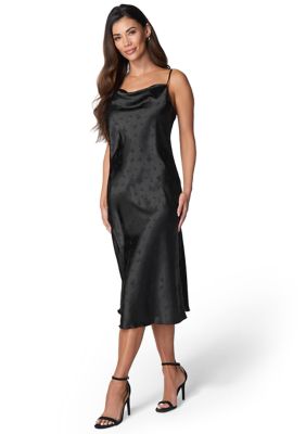 Women's Sleeveless Cowl Neck Solid Satin Slip Dress