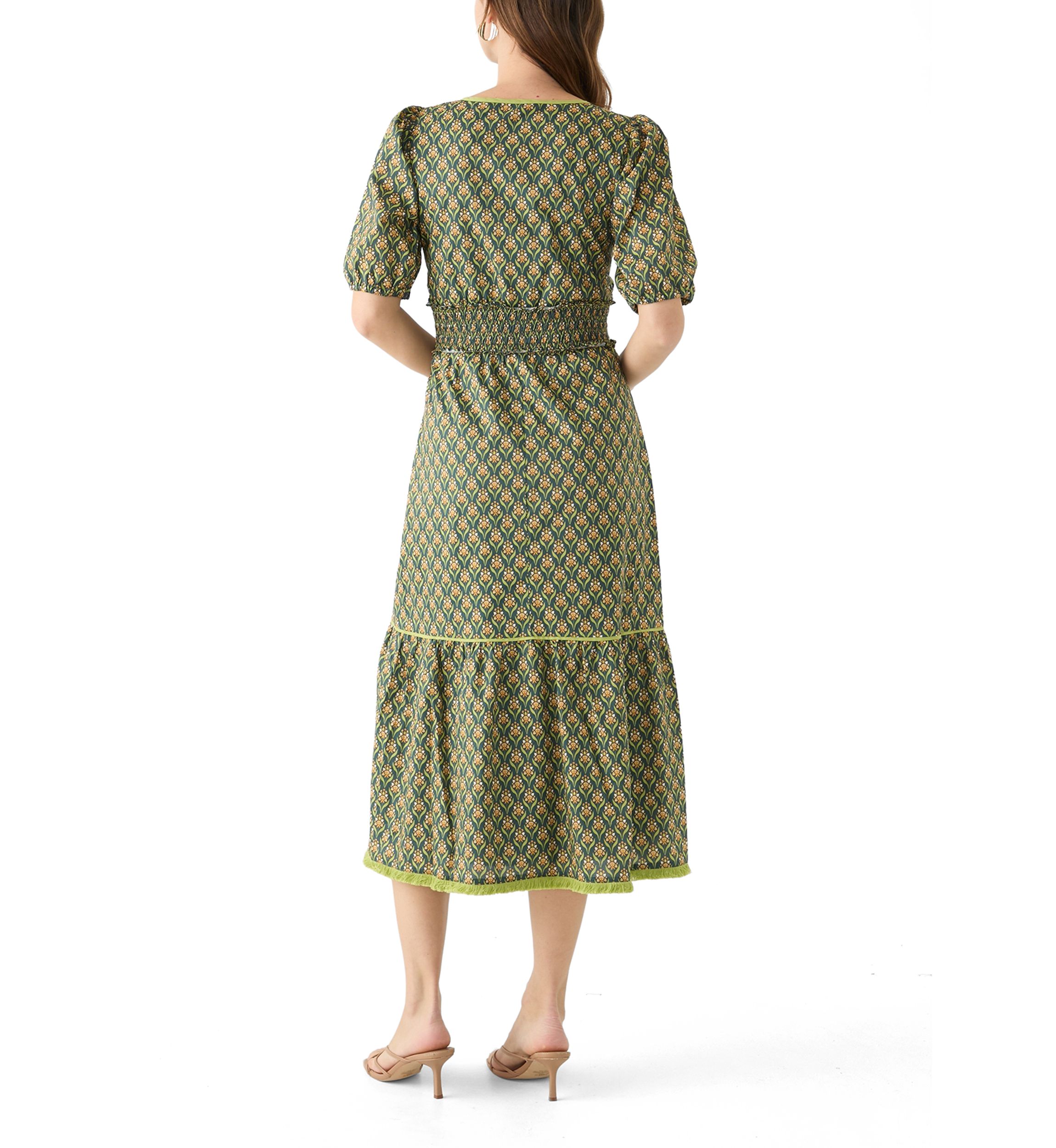 Womens Front Tied Printed Midi Dress