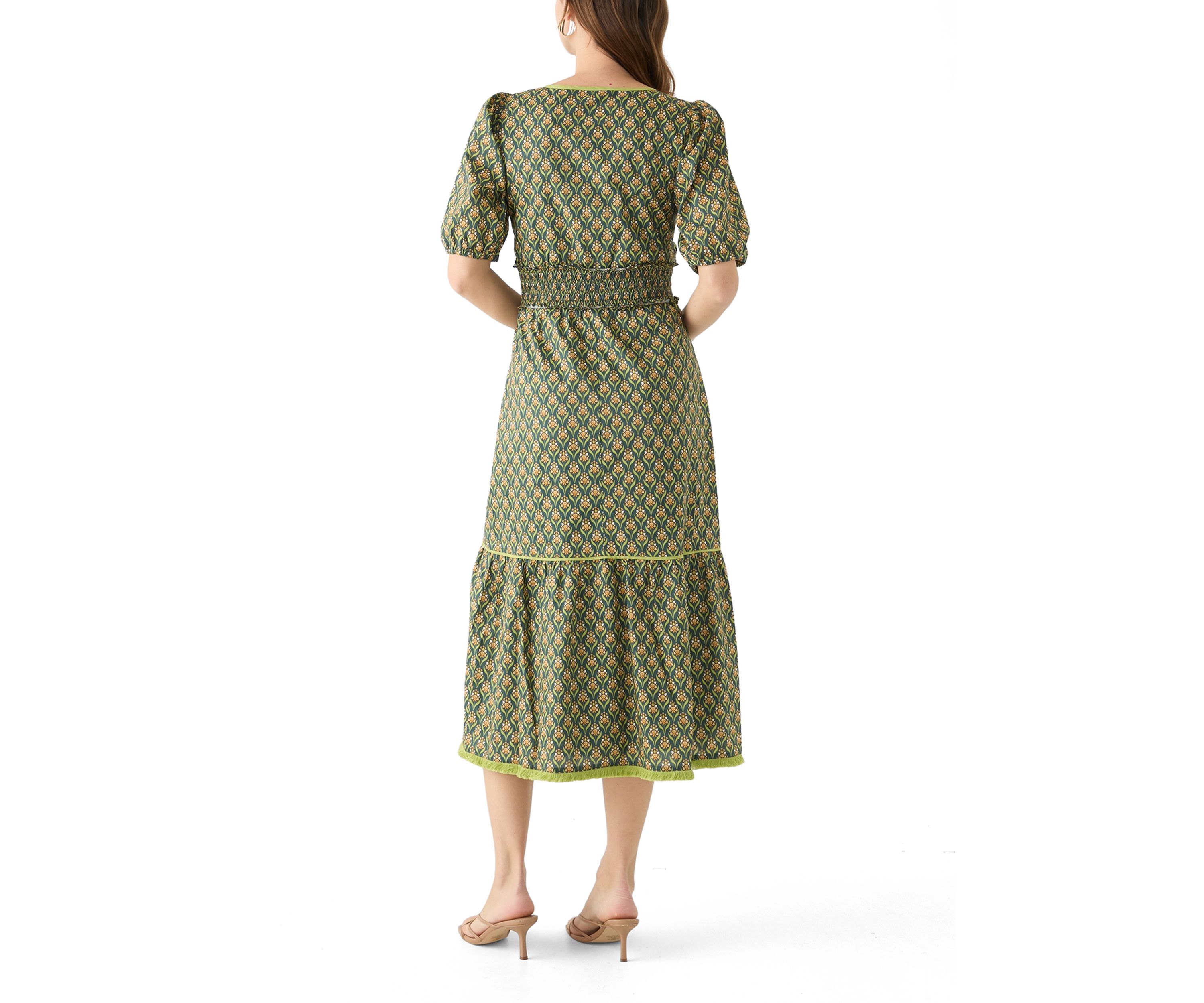 Womens Front Tied Printed Midi Dress