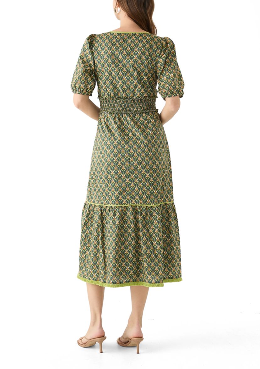 Womens Front Tied Printed Midi Dress