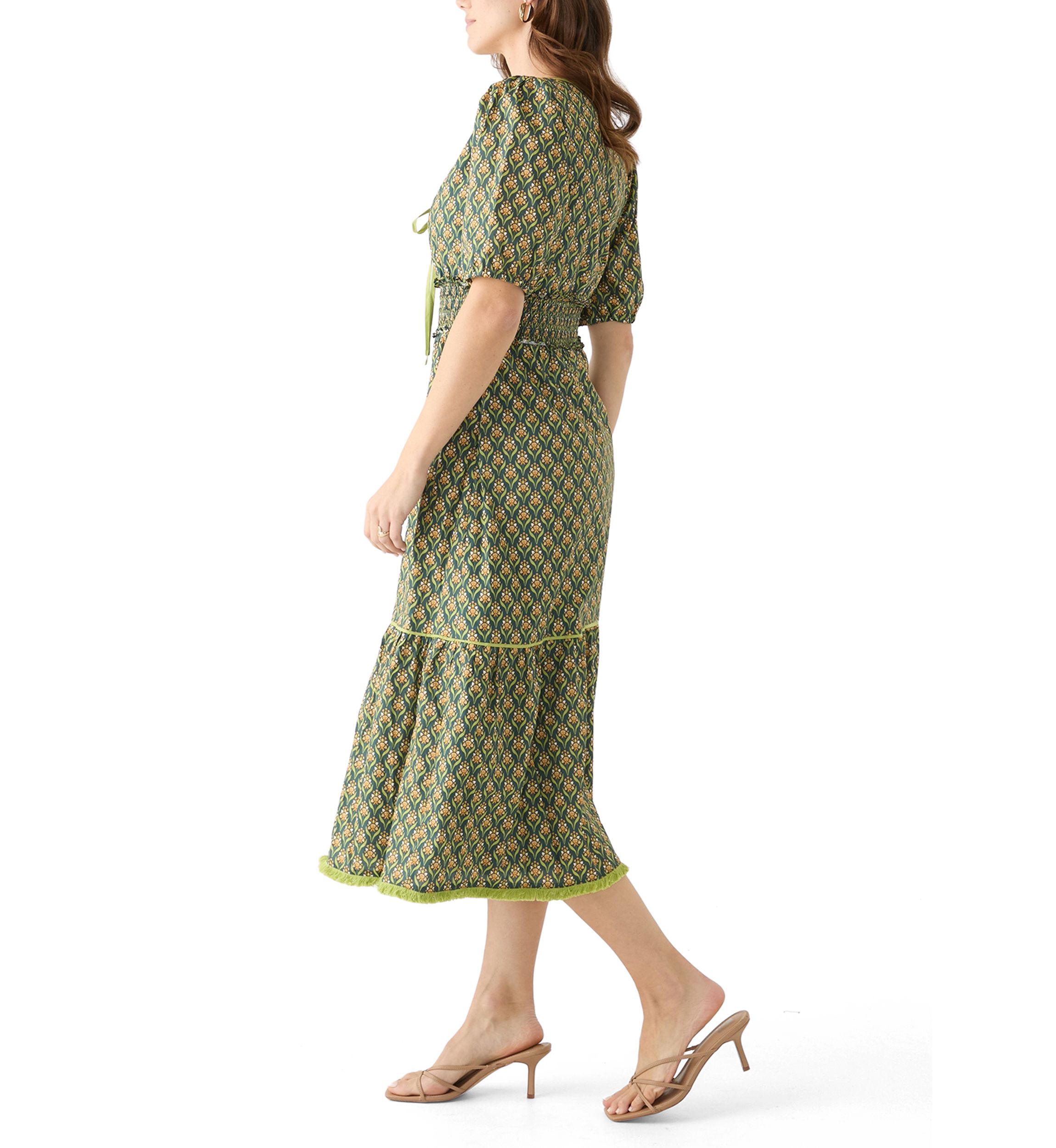 Womens Front Tied Printed Midi Dress