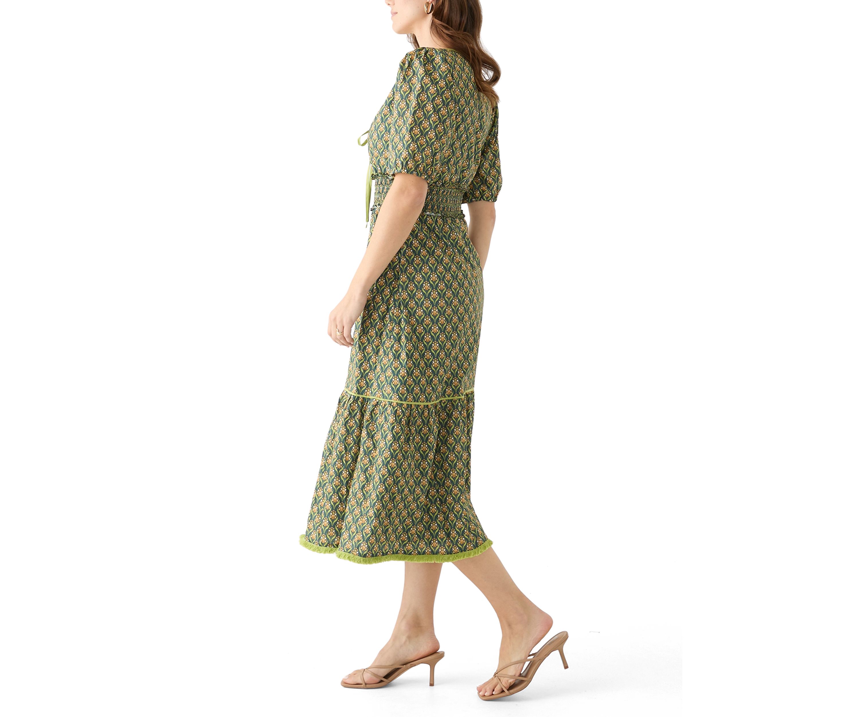 Womens Front Tied Printed Midi Dress