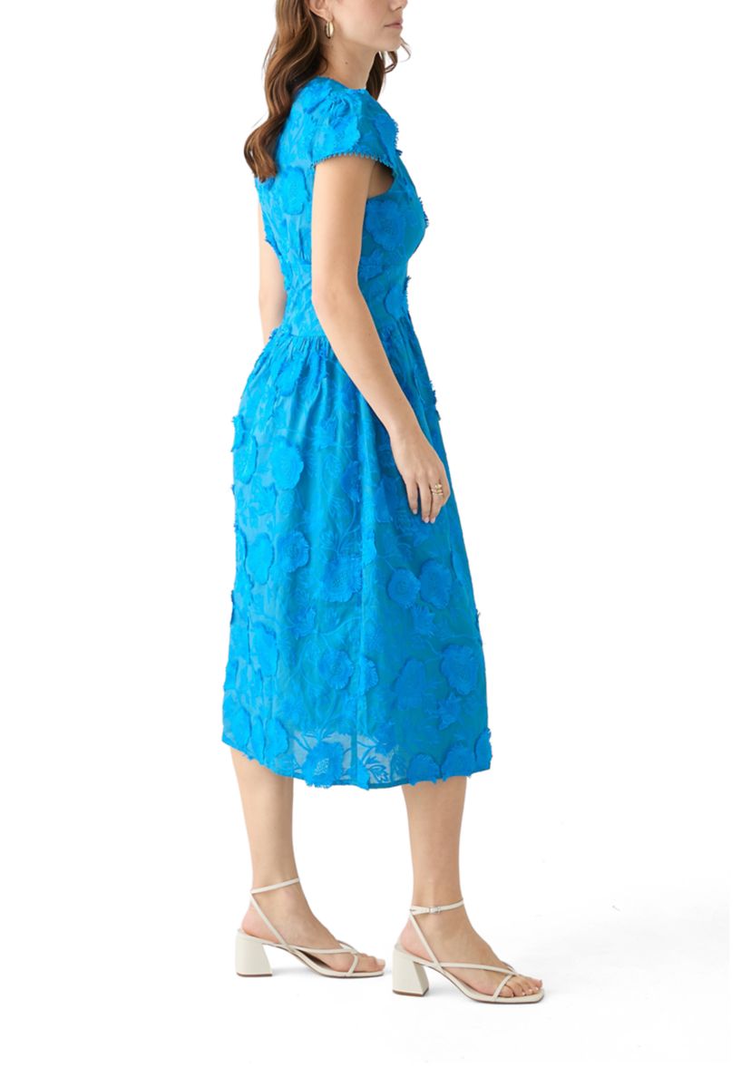 Womens Nori 3D Embroidered Scalloped Midi Dress