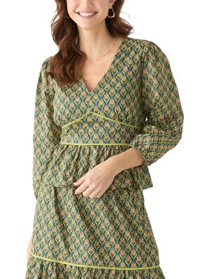 Adelyn Rae Women's Rita Printed Peplum Top