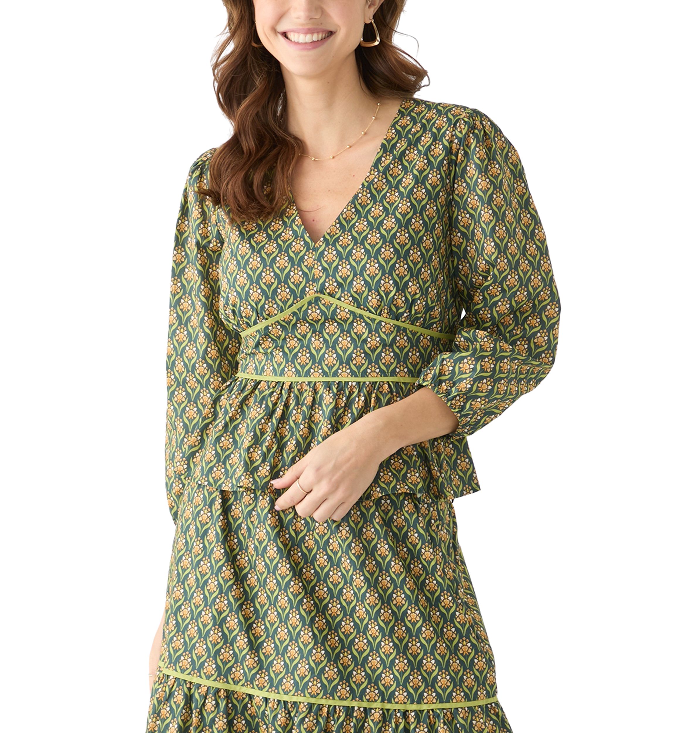 Womens Rita Printed Peplum Top