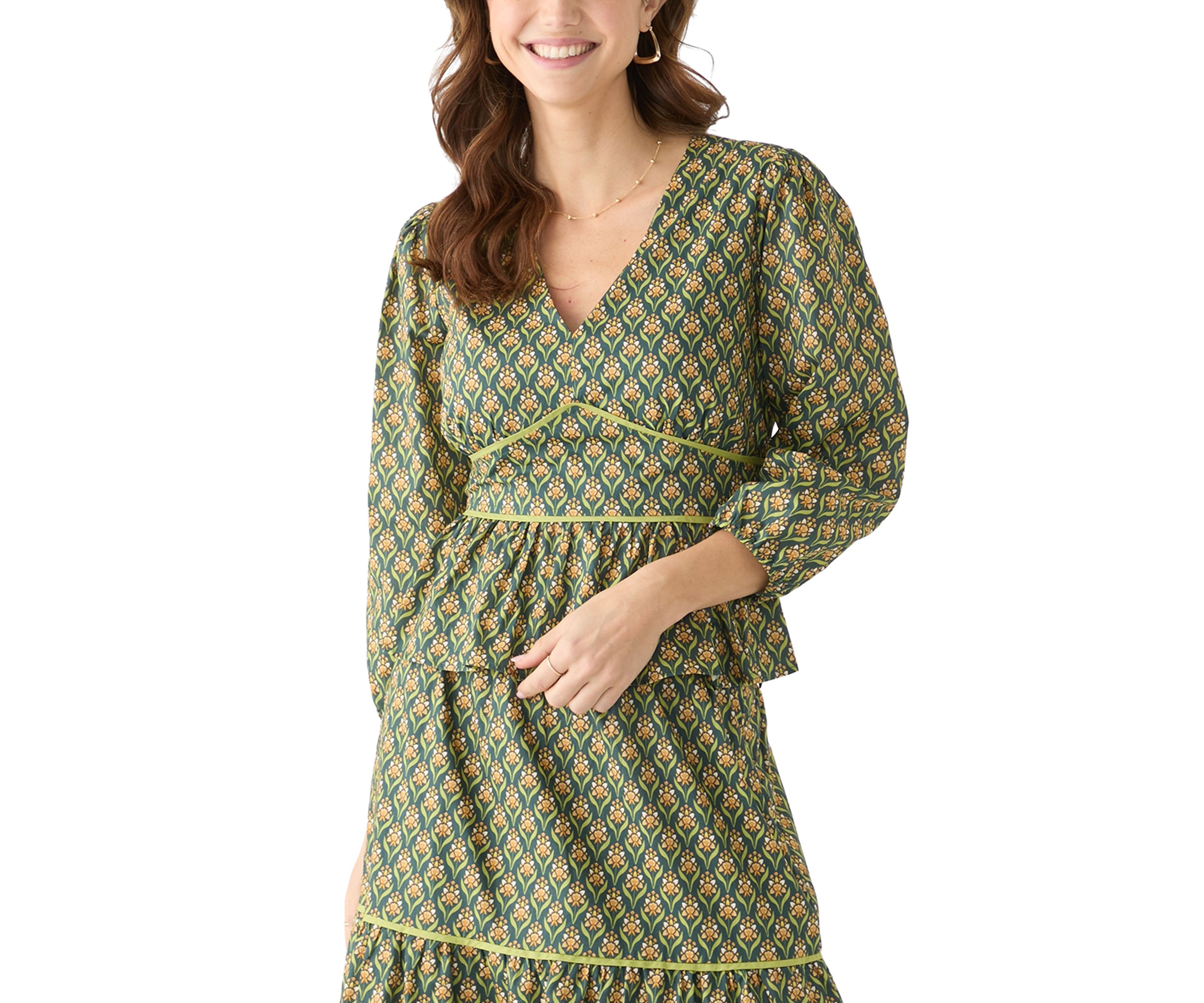 Womens Rita Printed Peplum Top