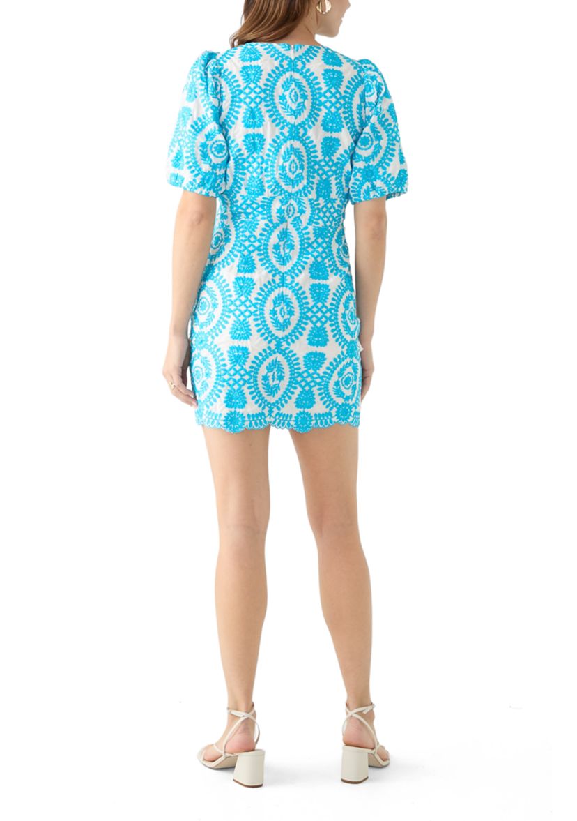 Womens Short Sleeve V-Neck Printed Sheath Dress