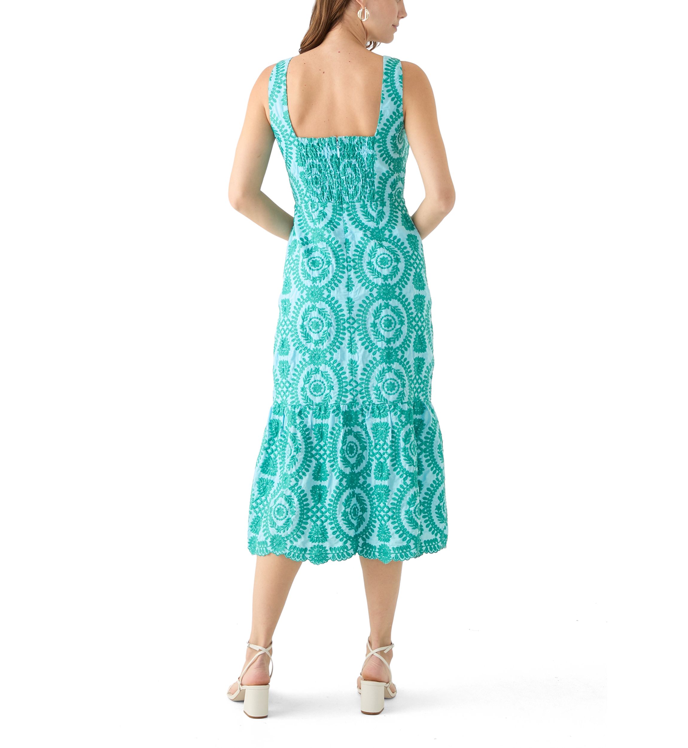 Womens Sleeveless Square Neck Printed Slim Dress