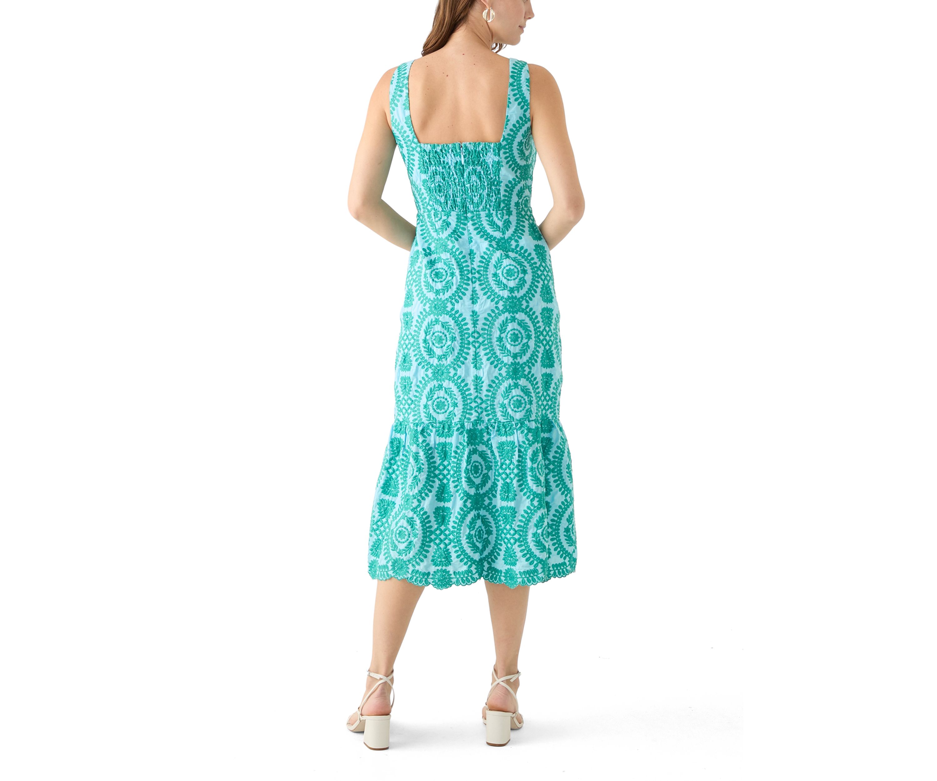 Womens Sleeveless Square Neck Printed Slim Dress