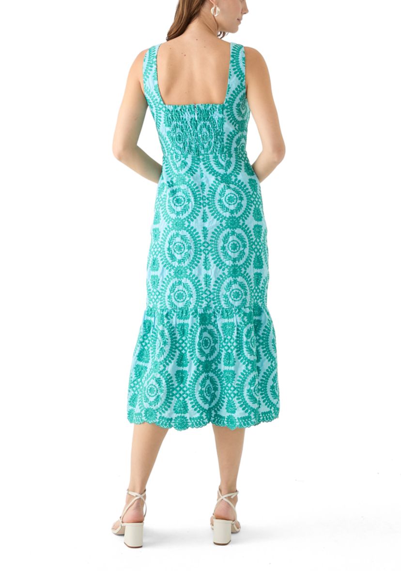 Womens Sleeveless Square Neck Printed Slim Dress