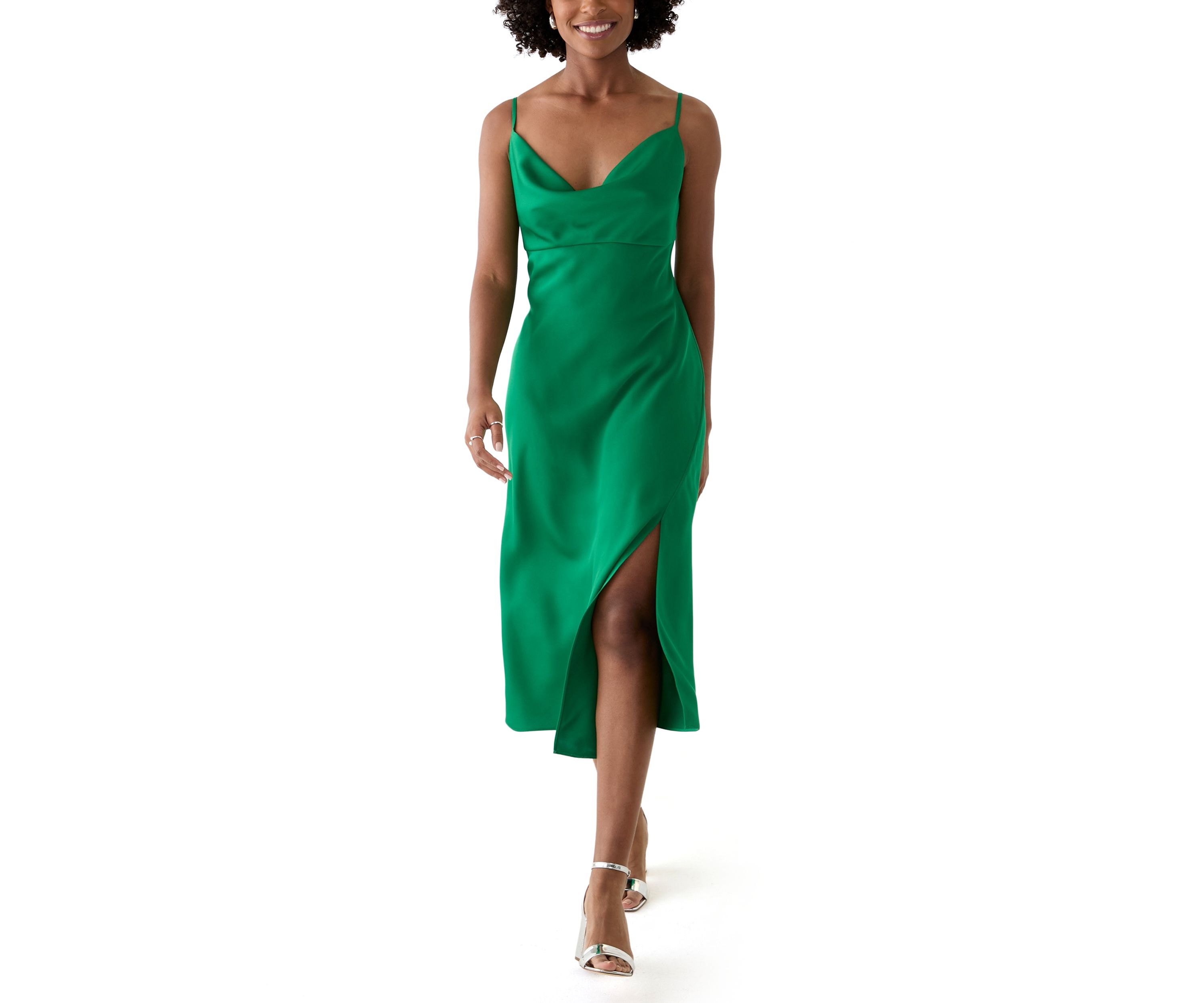 Womens Front Slit Slip Dress