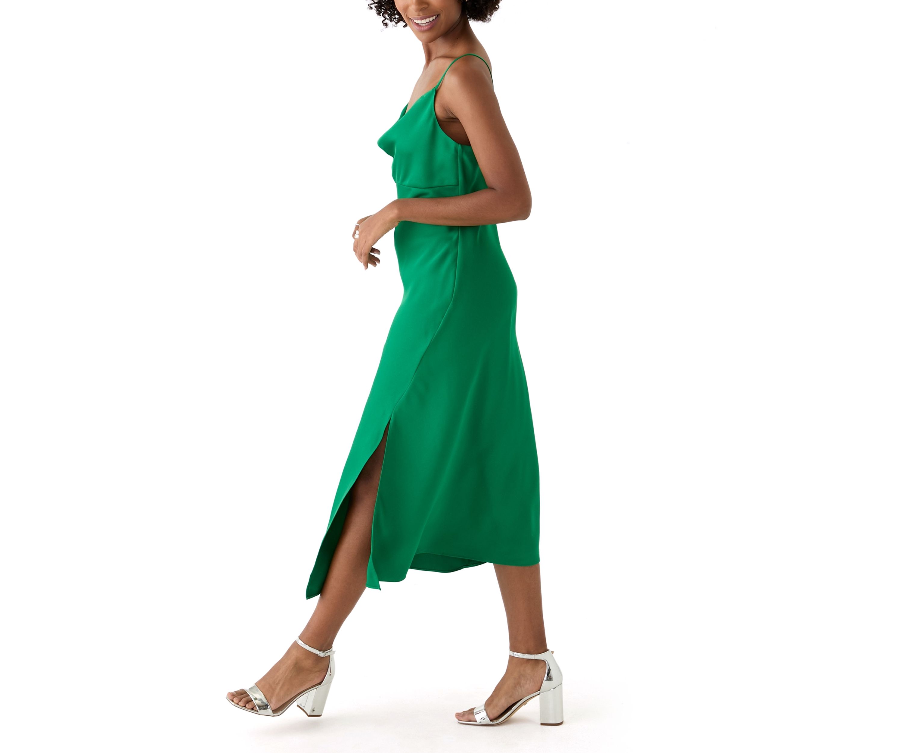 Womens Front Slit Slip Dress