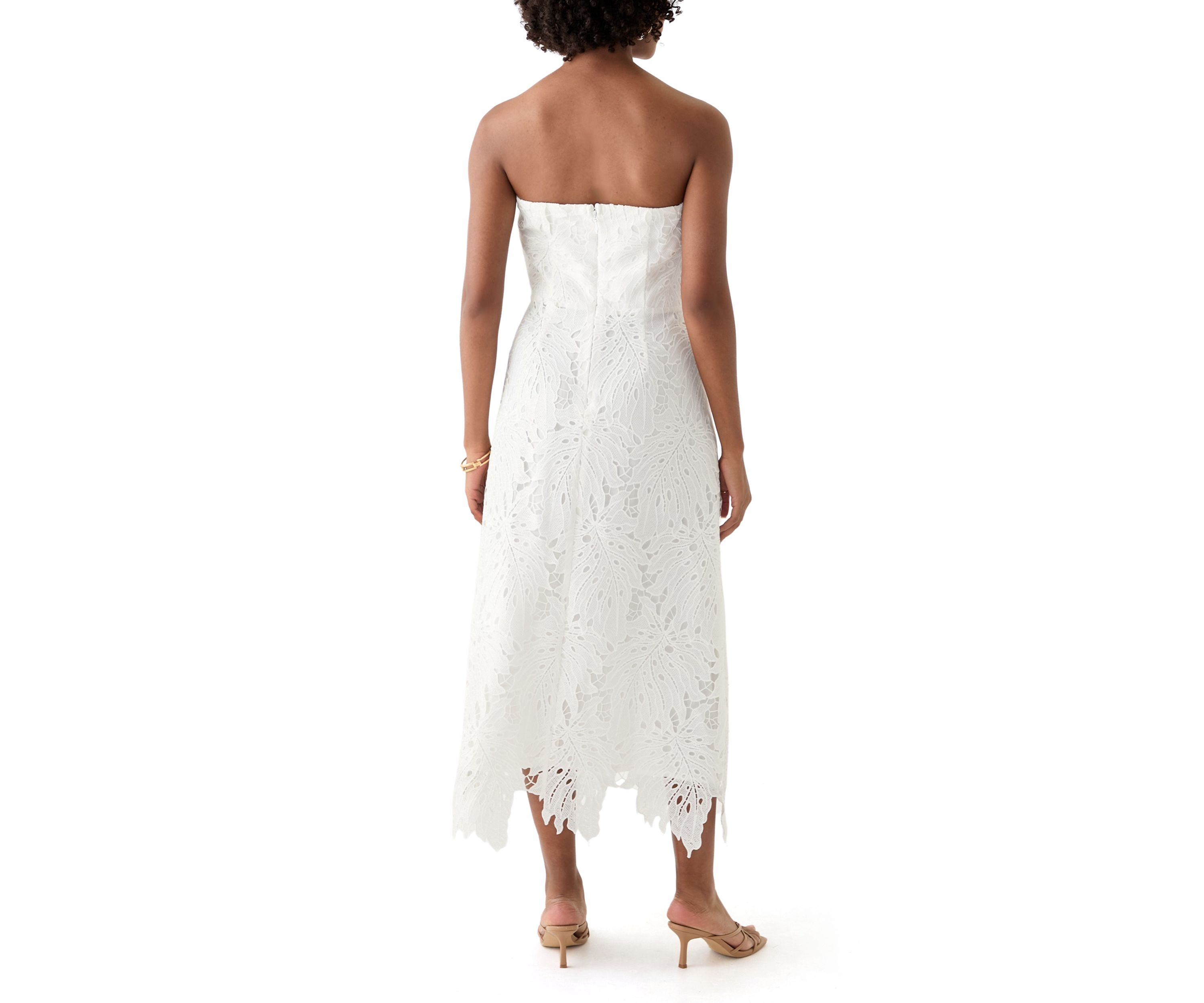 Womens 3D Lace Scalloped Midi Dress