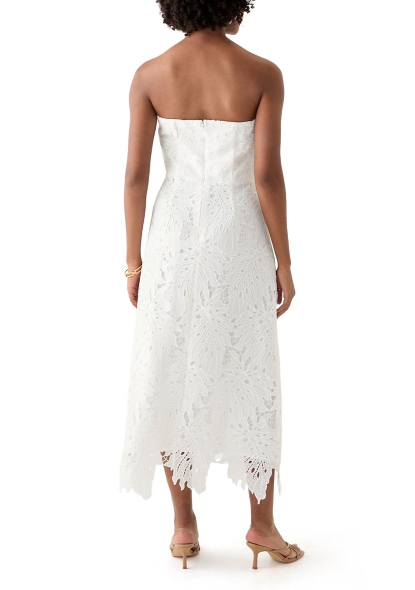 Womens 3D Lace Scalloped Midi Dress