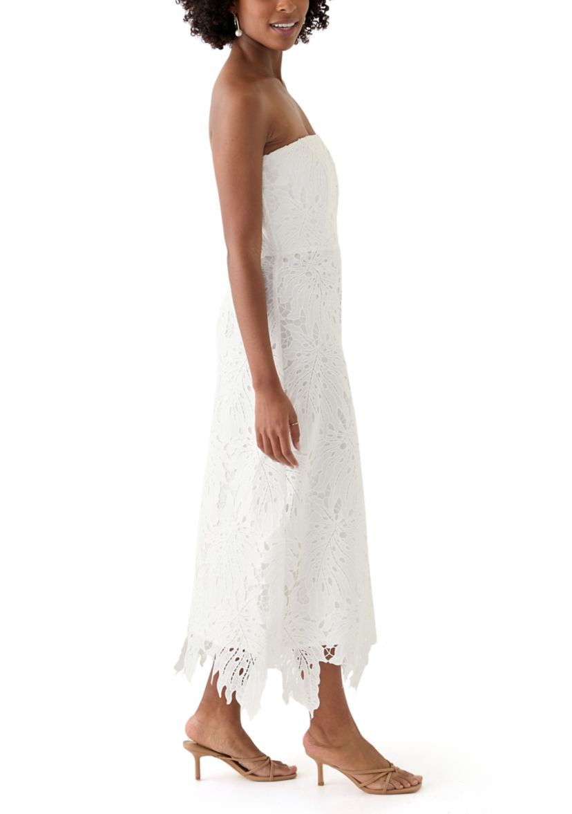 Womens 3D Lace Scalloped Midi Dress