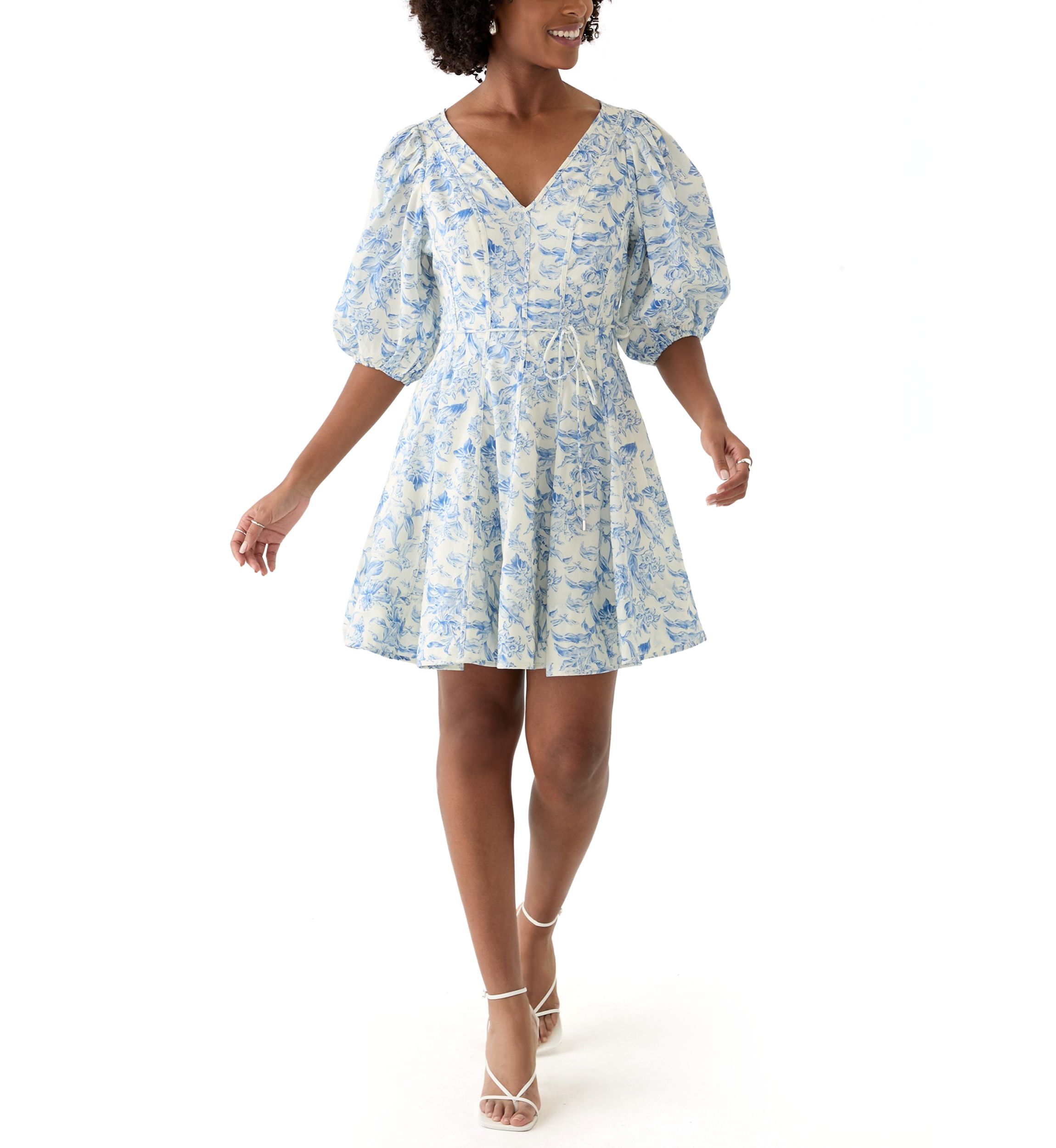 Womens Printed Fit and Flared Mini Dress