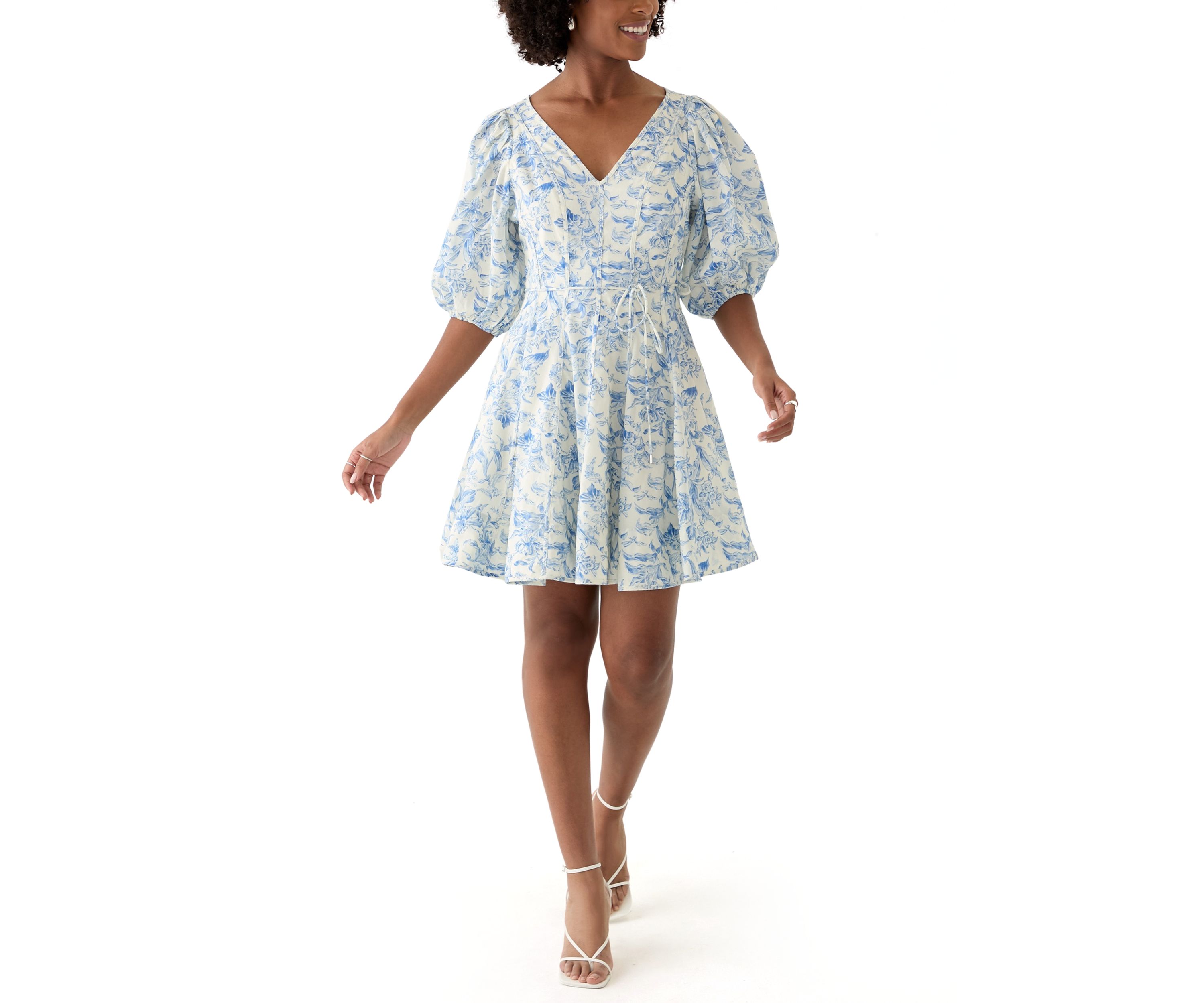 Womens Printed Fit and Flared Mini Dress