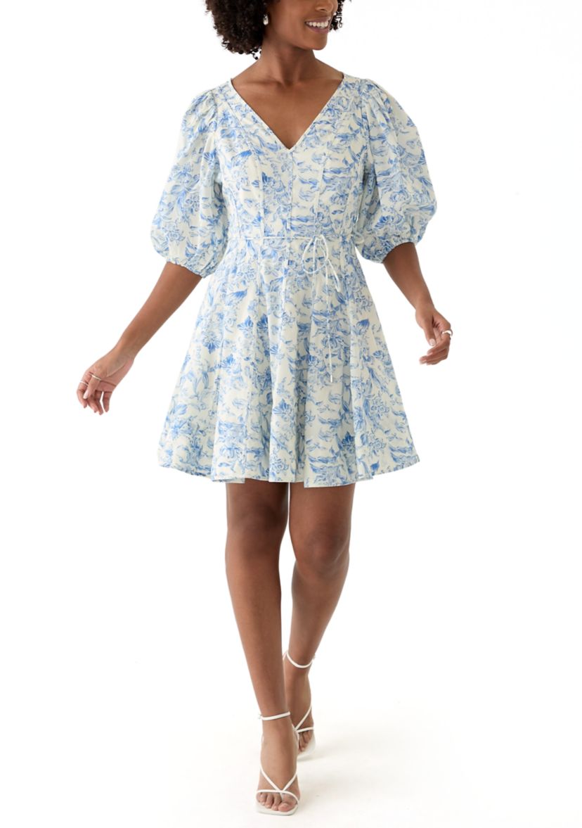 Womens Printed Fit and Flared Mini Dress