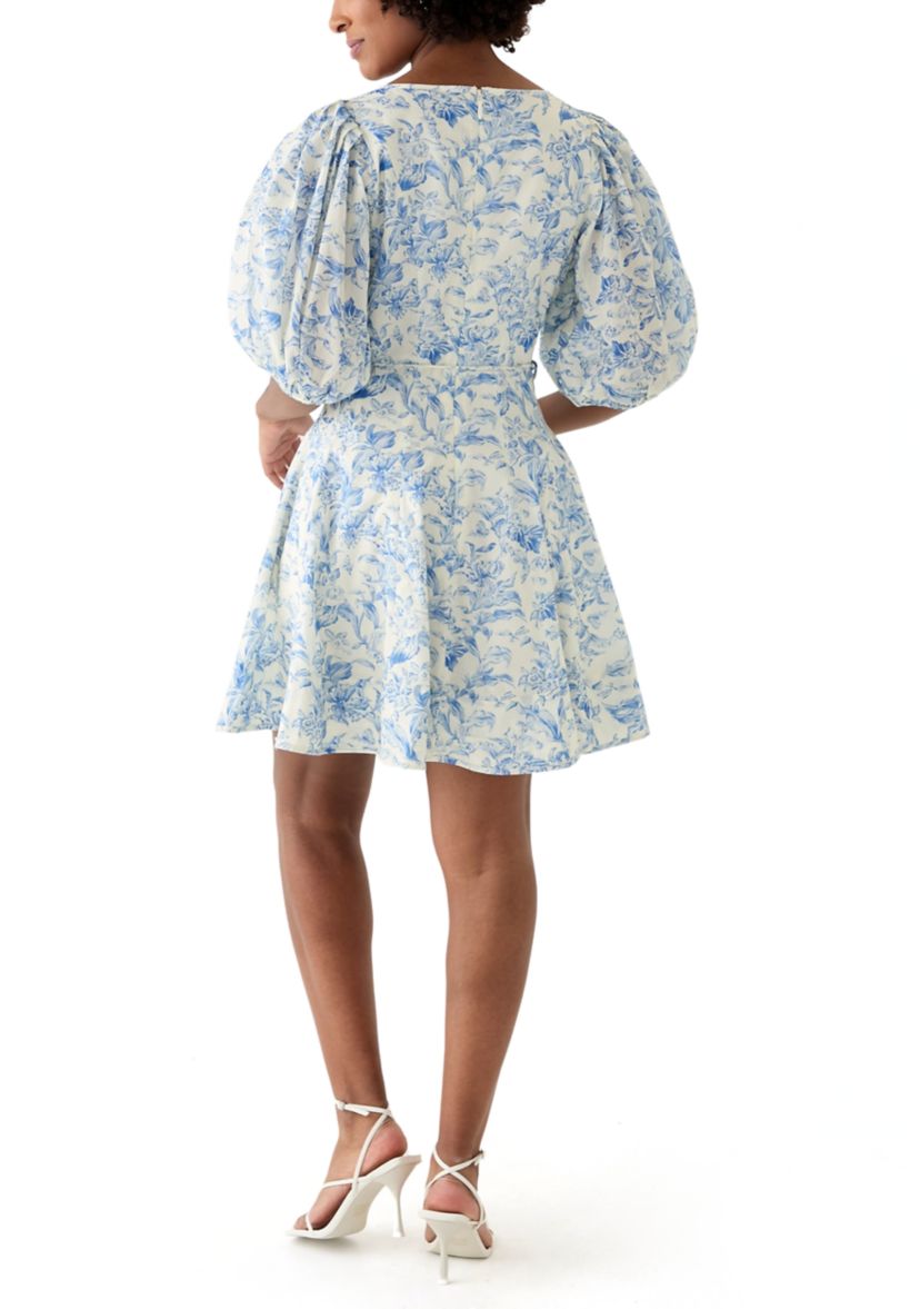 Womens Printed Fit and Flared Mini Dress