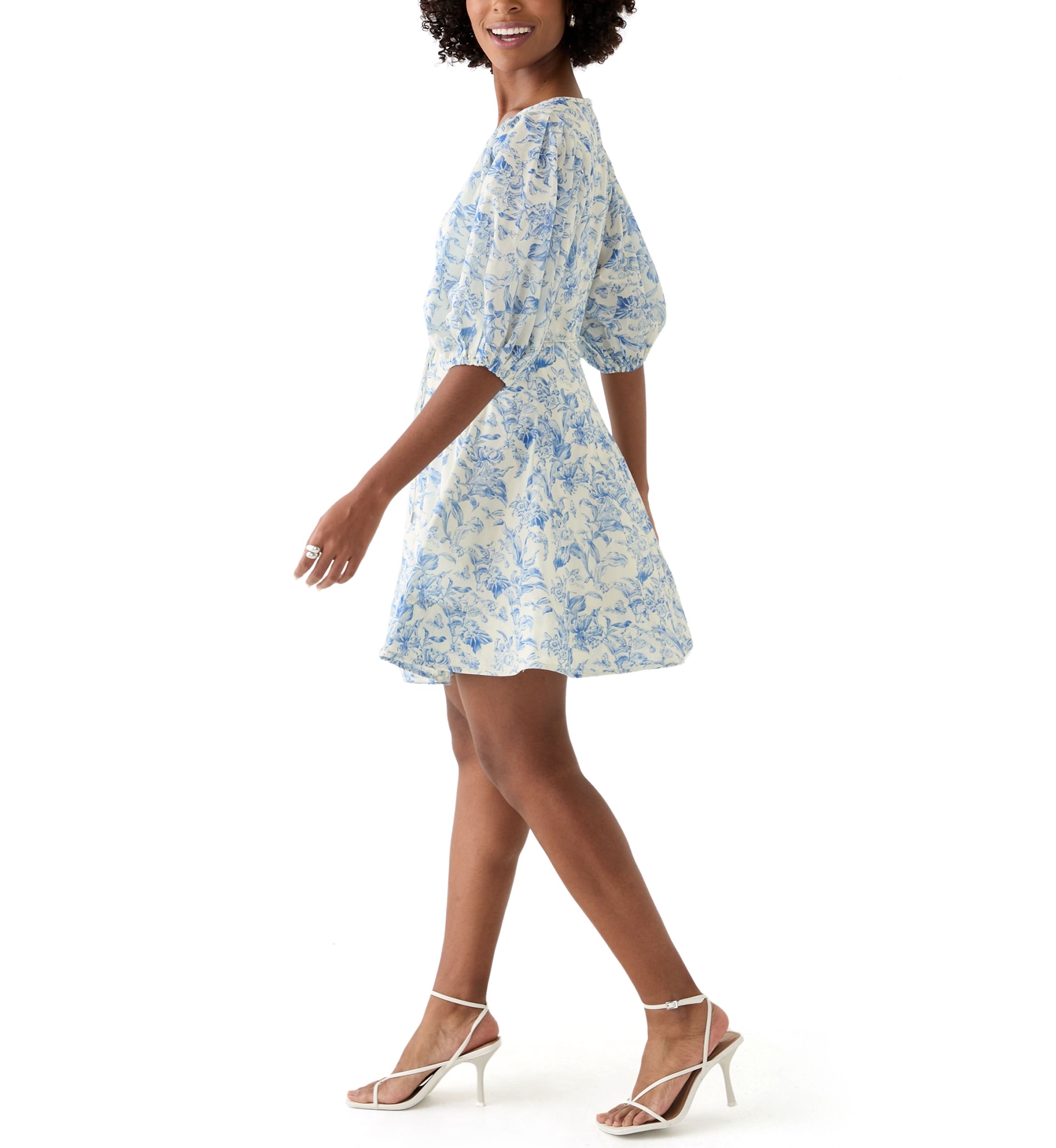 Womens Printed Fit and Flared Mini Dress