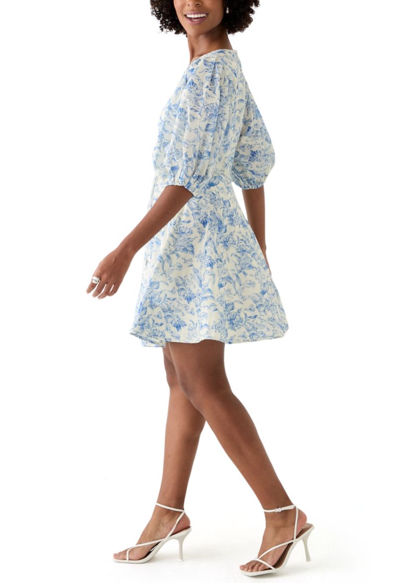 Womens Printed Fit and Flared Mini Dress