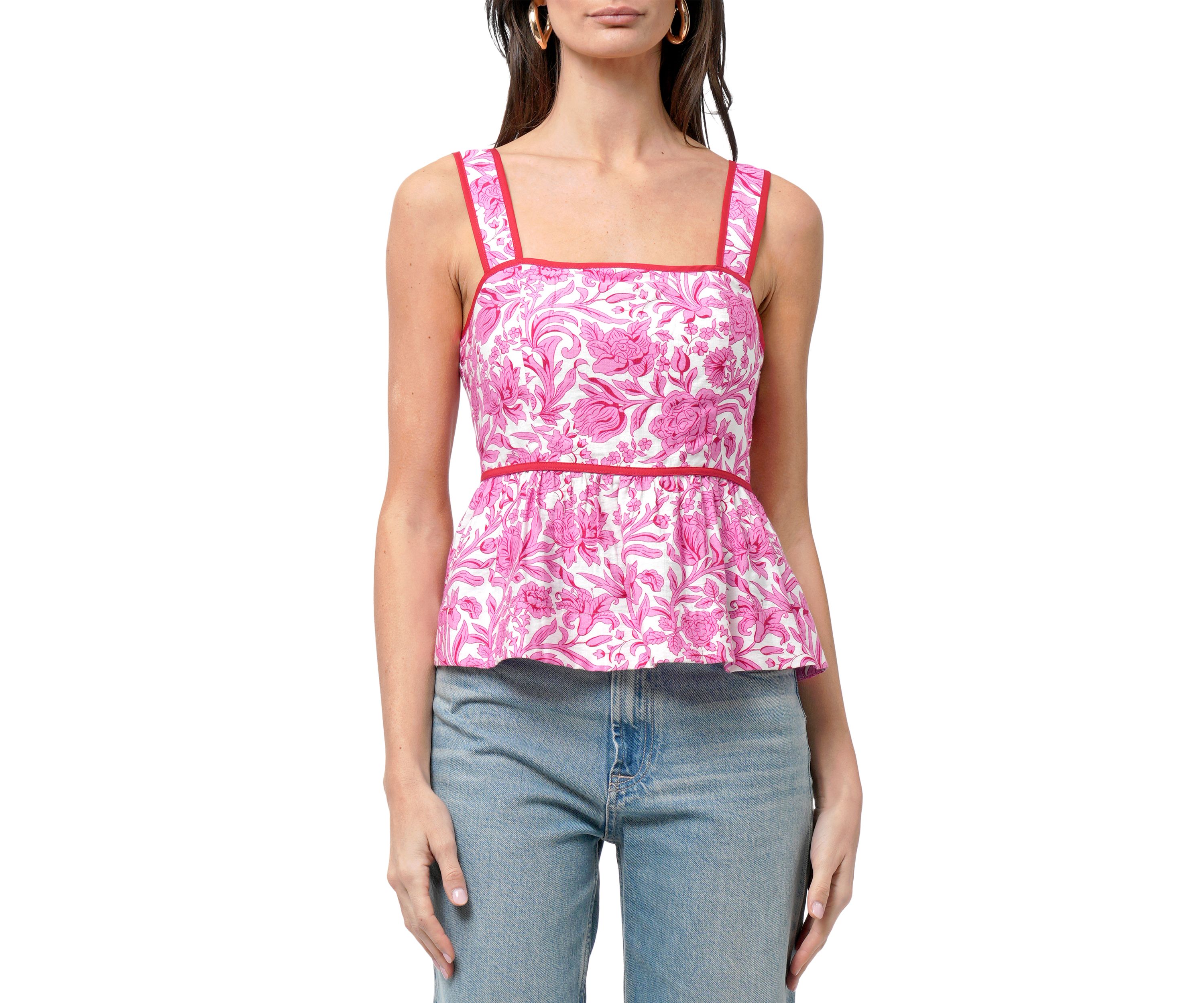 Womens Scalloped Peplum Top