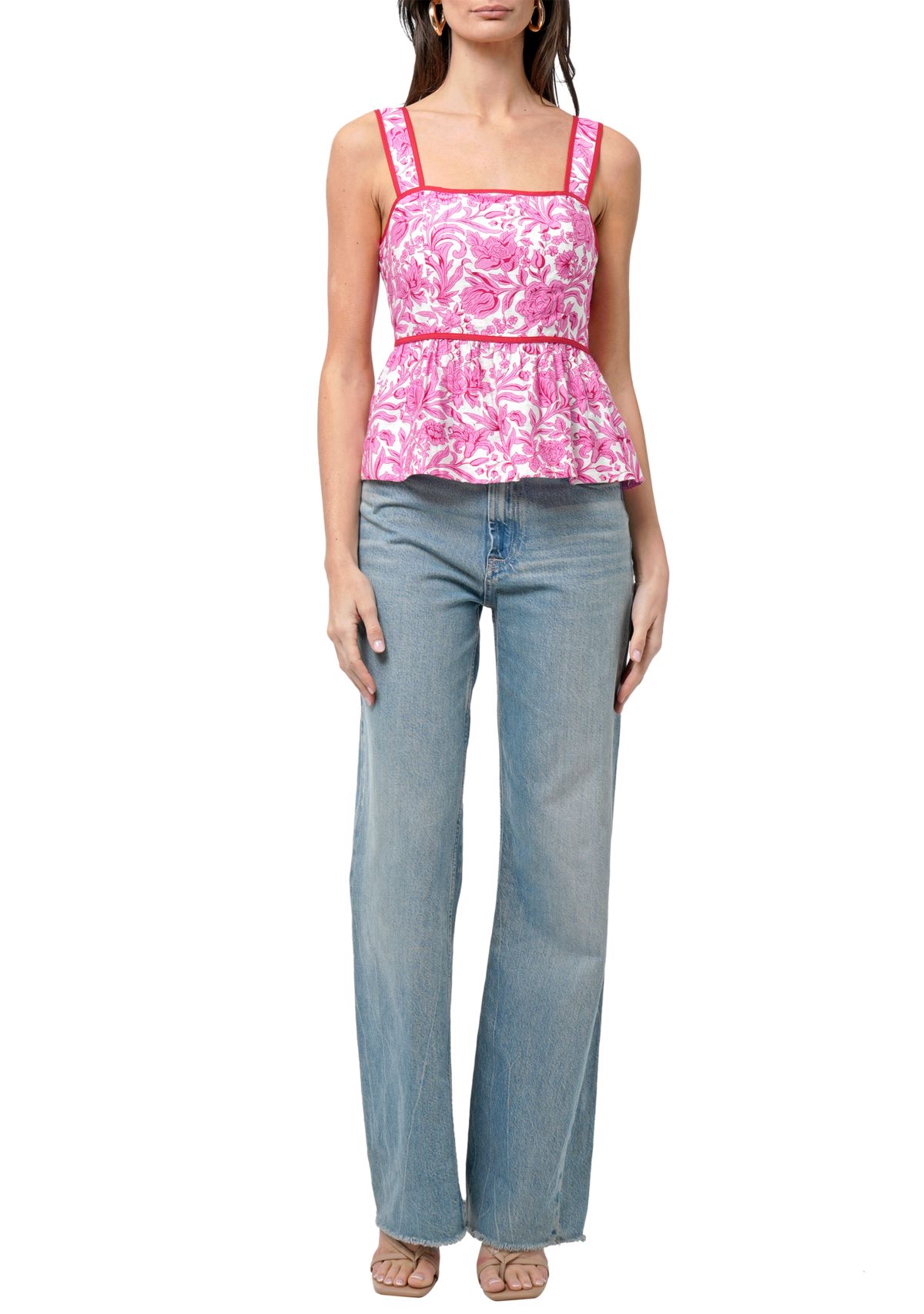 Womens Scalloped Peplum Top