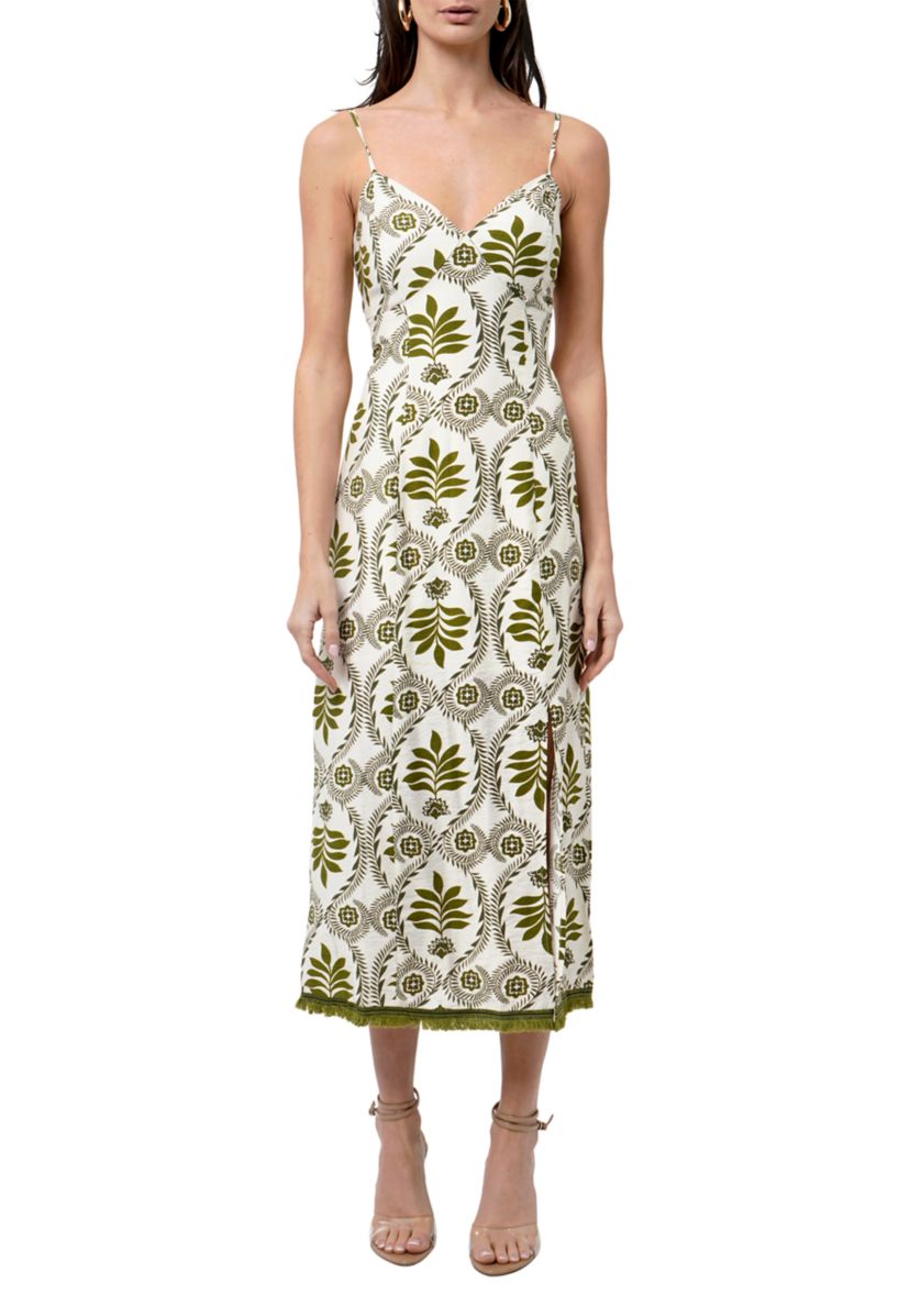 Womens Printed Slip Dress with Tie Back
