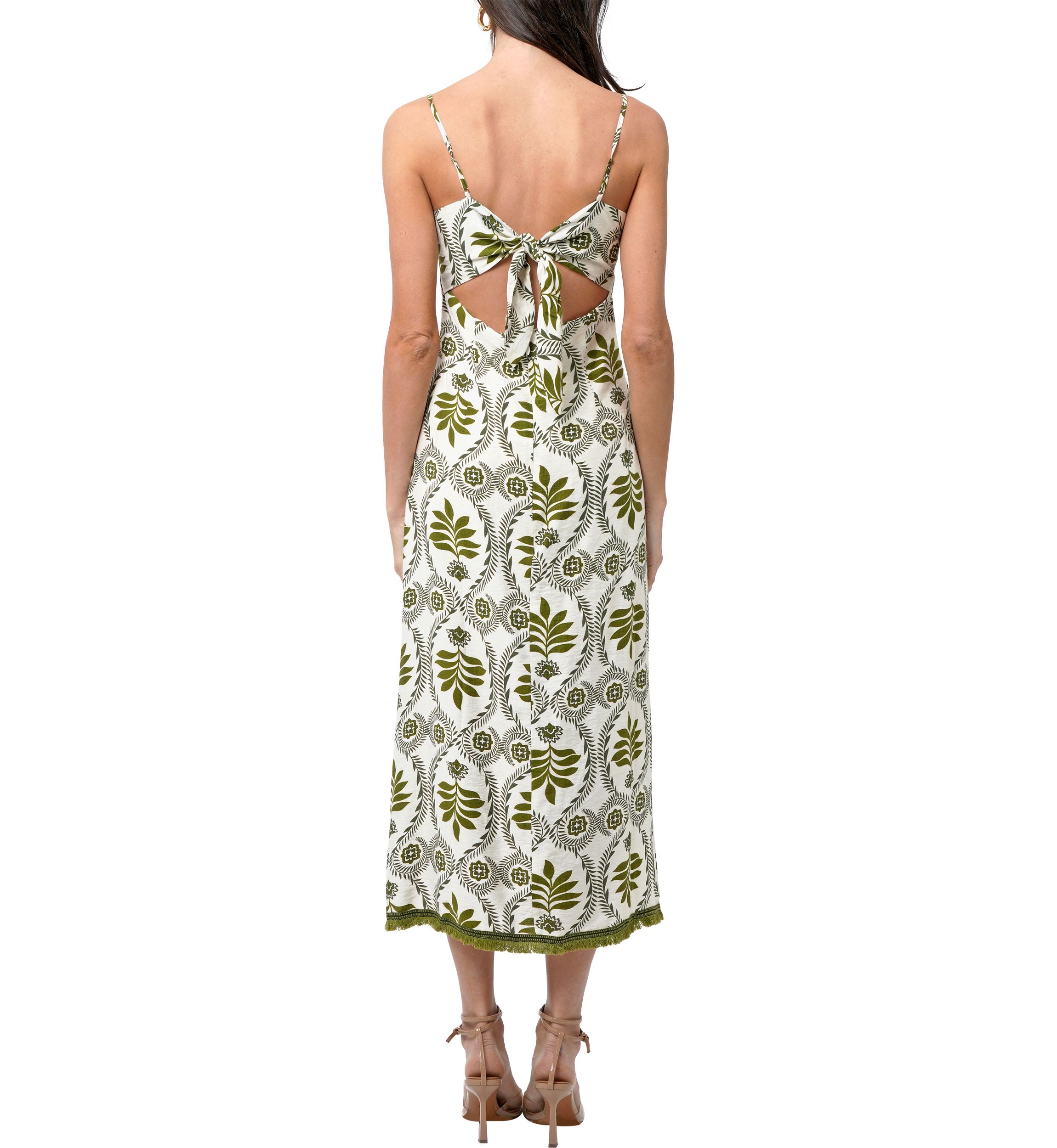 Womens Printed Slip Dress with Tie Back