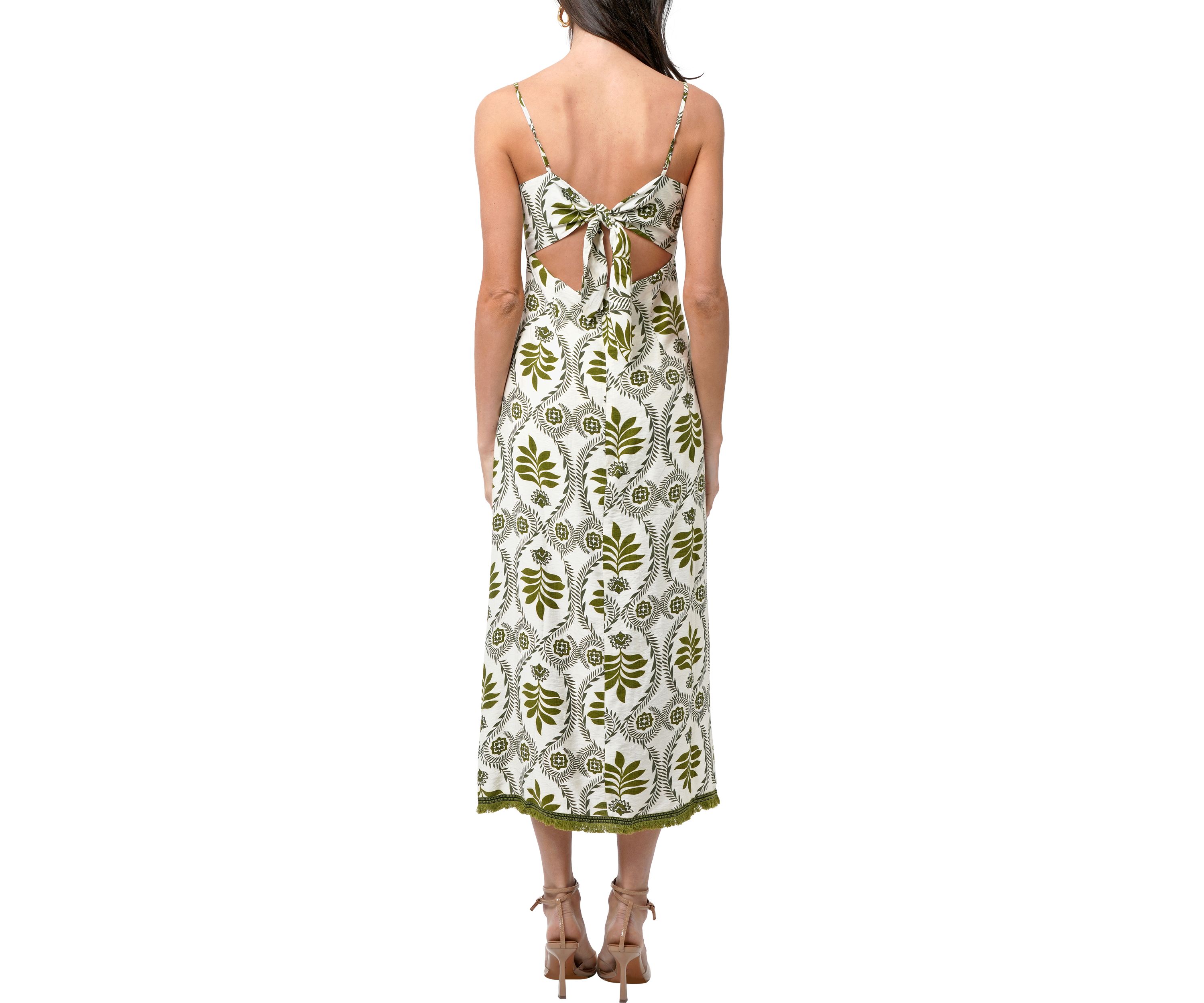 Womens Printed Slip Dress with Tie Back