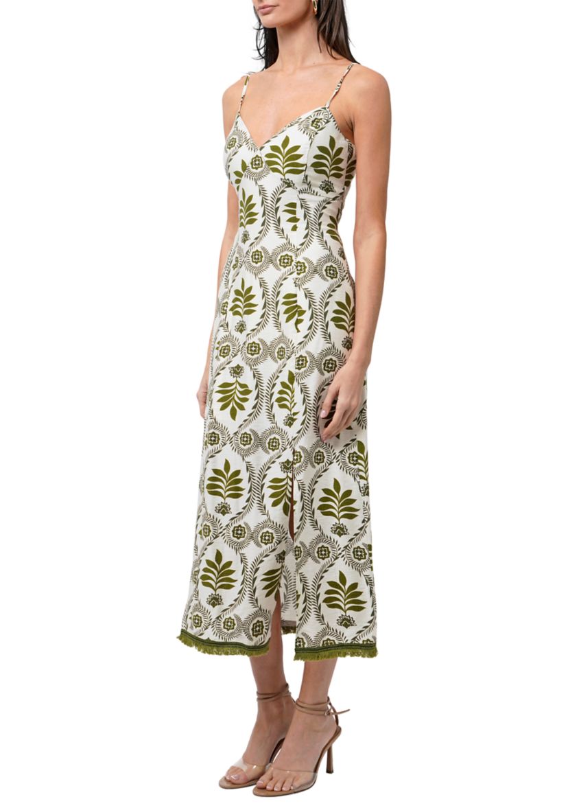 Womens Printed Slip Dress with Tie Back