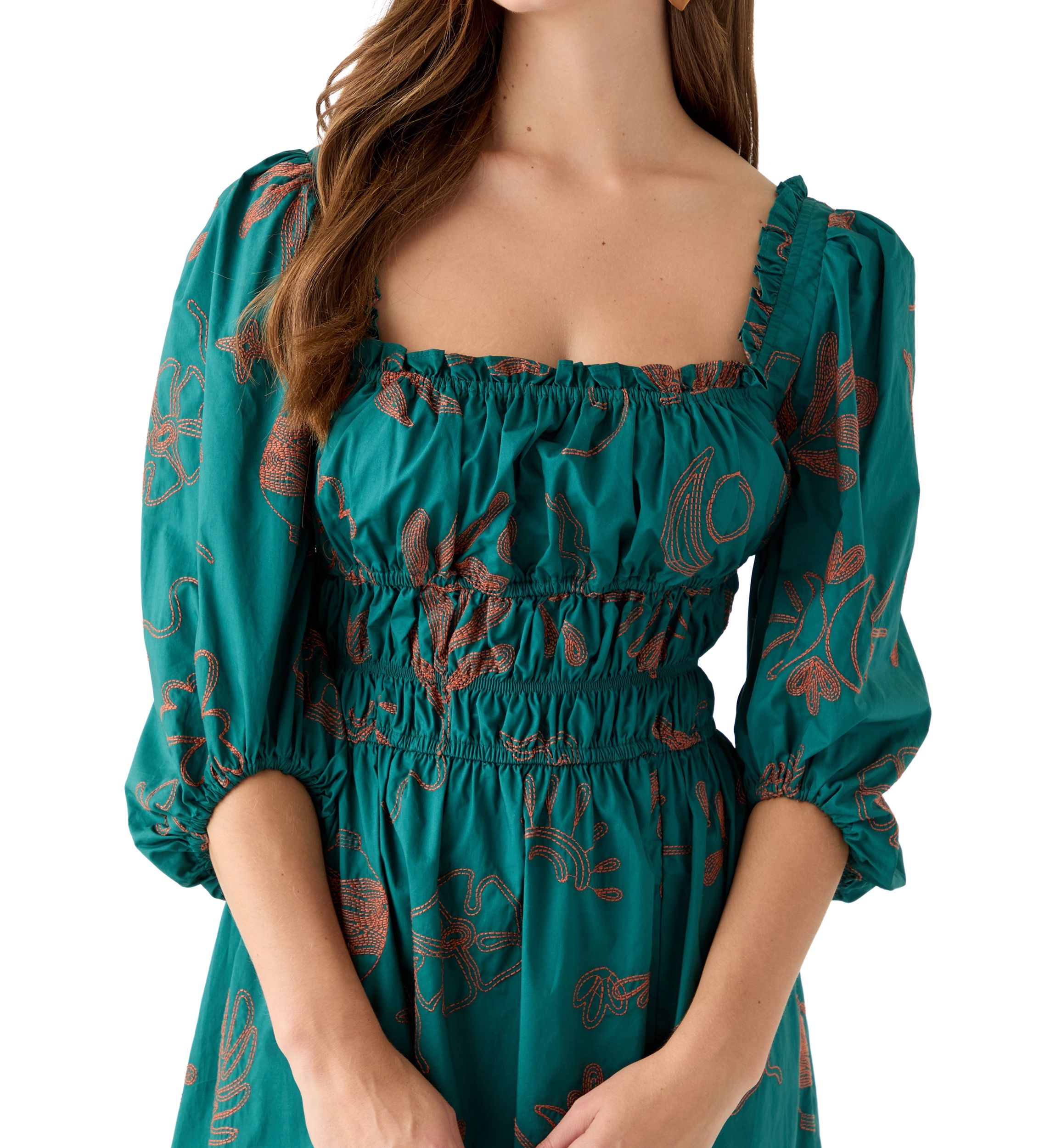 Womens Three Quarter Sleeve Midi Dress