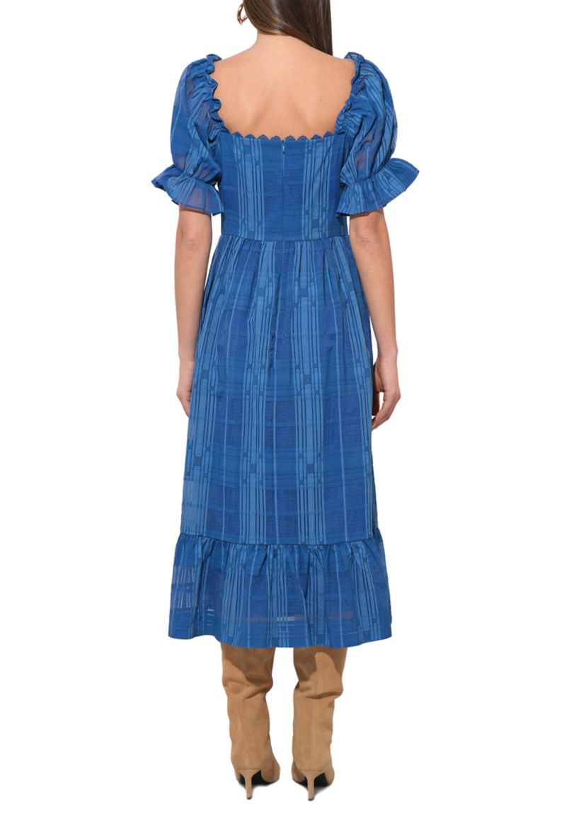 Womens Puff Sleeve Jacquard Maxi Dress