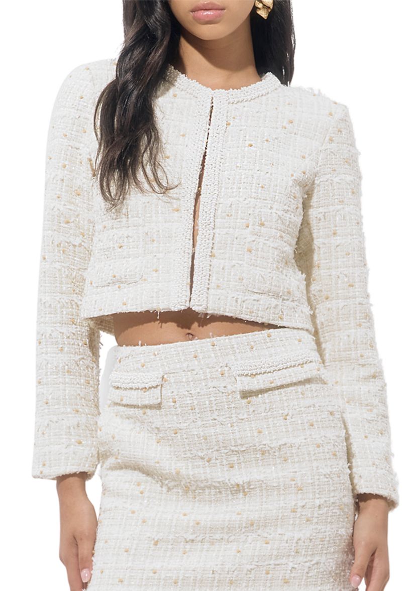 Womens Tweed Pearl Blazer
