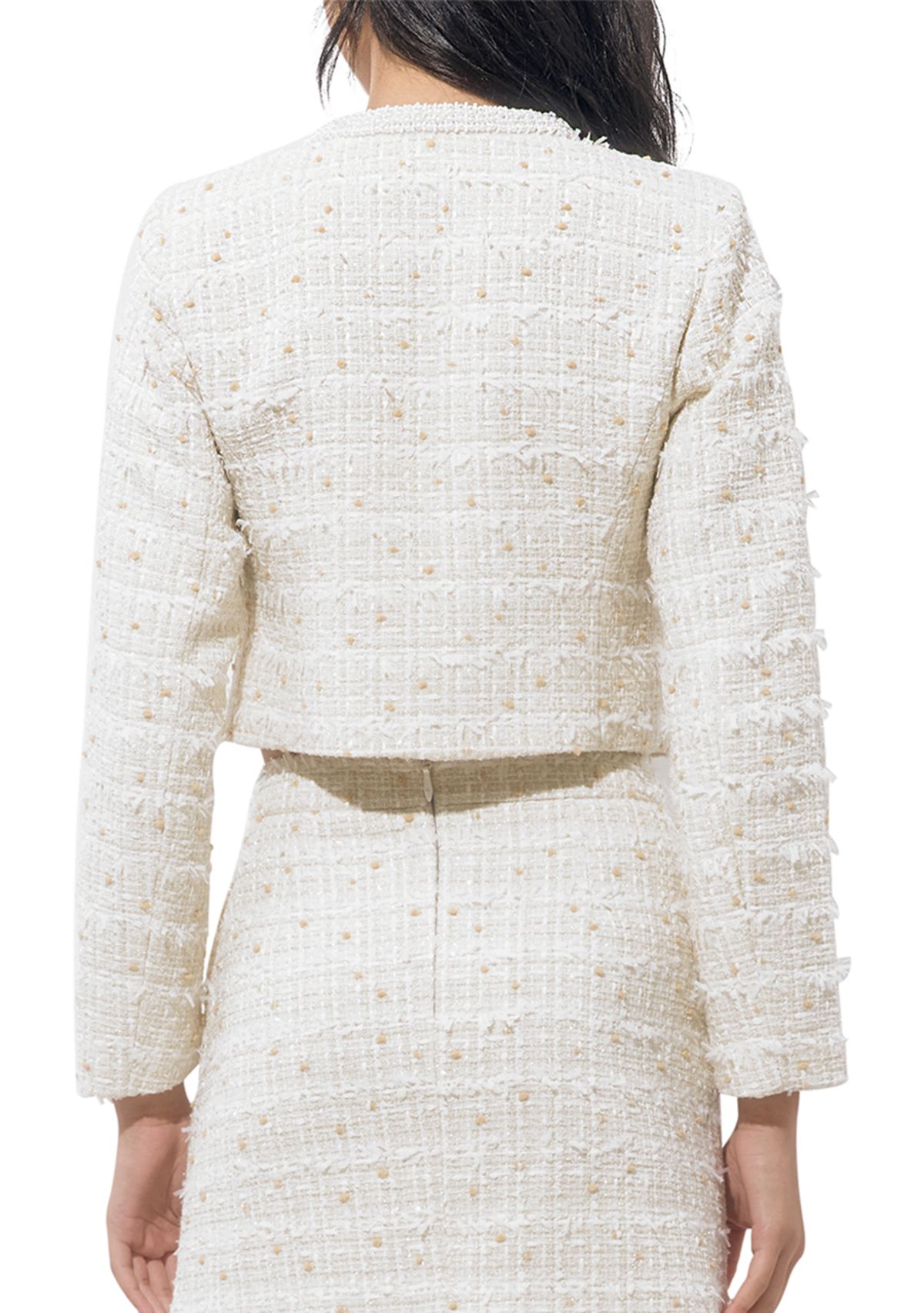 Womens Tweed Pearl Blazer