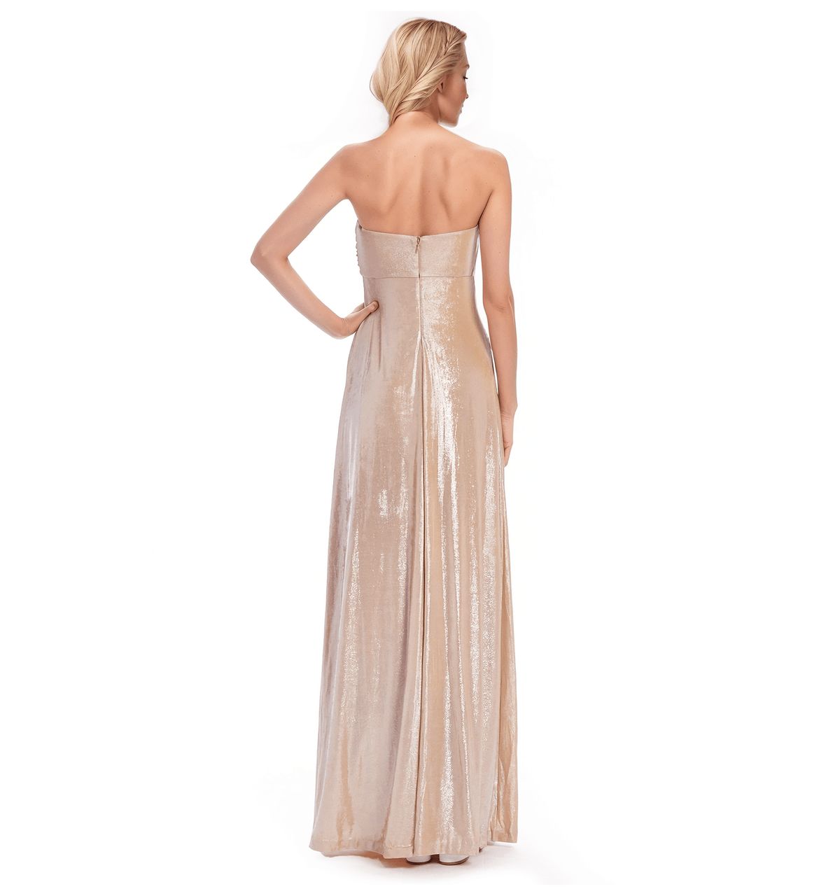 Strapless Liquid Jersey Gown with Rosette Detail