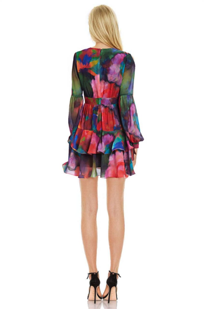 Abigail Printed Ruffled Tiered Mini Dress