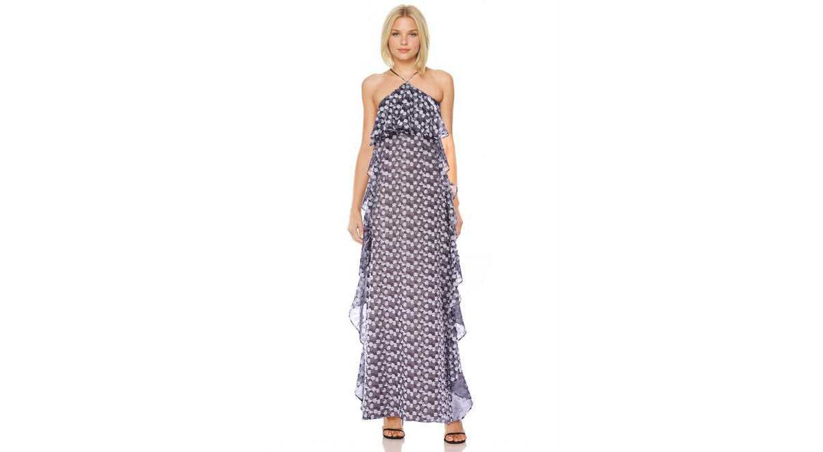 Alix Printed Popover Maxi with Ruffles