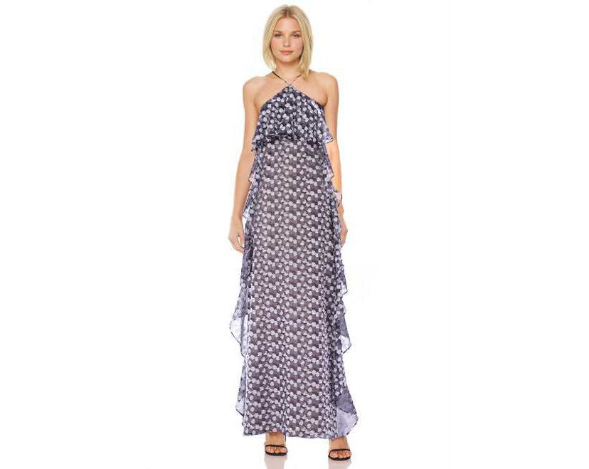 Alix Printed Popover Maxi with Ruffles
