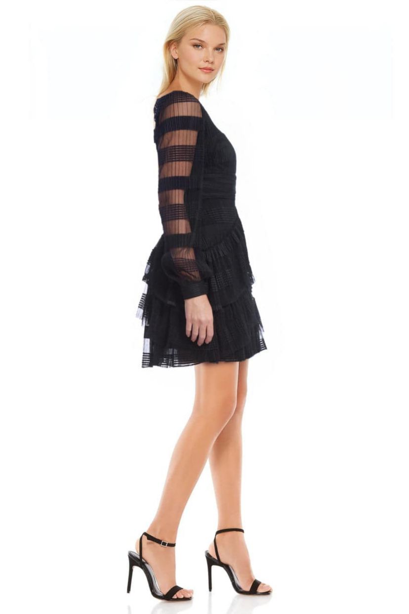 Barbara Spliced Long Sleeve Mini Dress