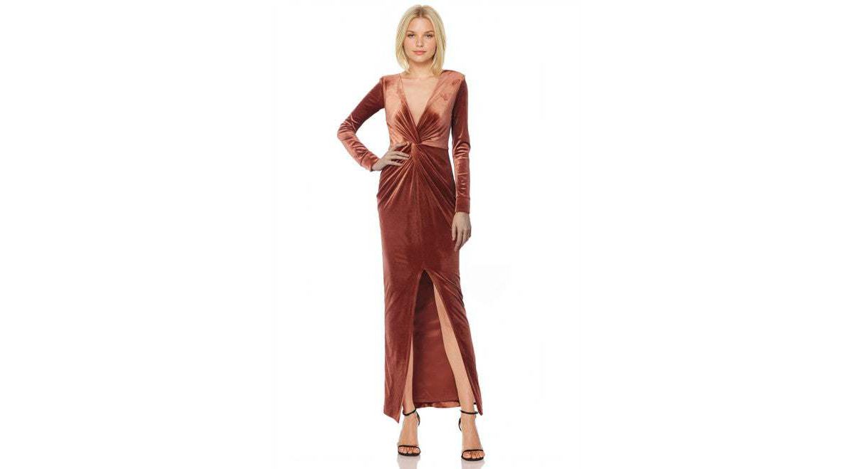 Bonny Long Sleeve Velvet Plunge Dress
