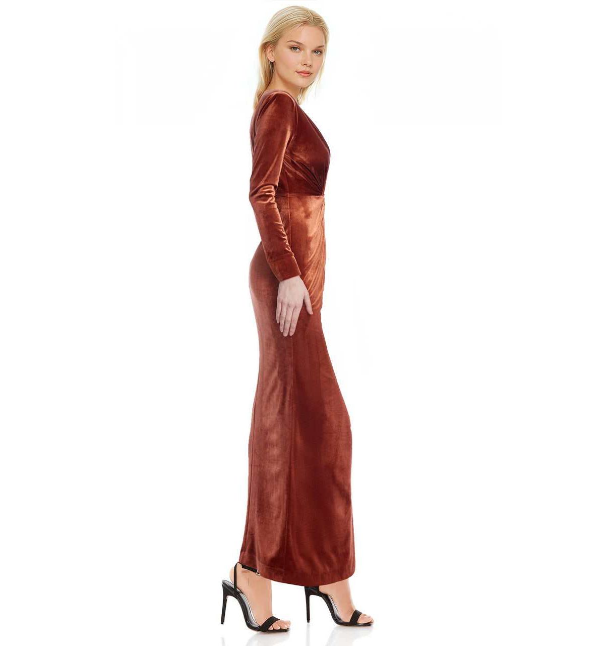 Bonny Long Sleeve Velvet Plunge Dress