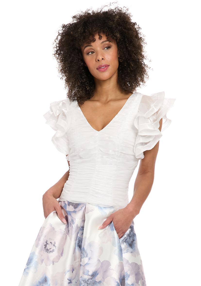 Womens Sleeveless V-Neck Floral Print Top 