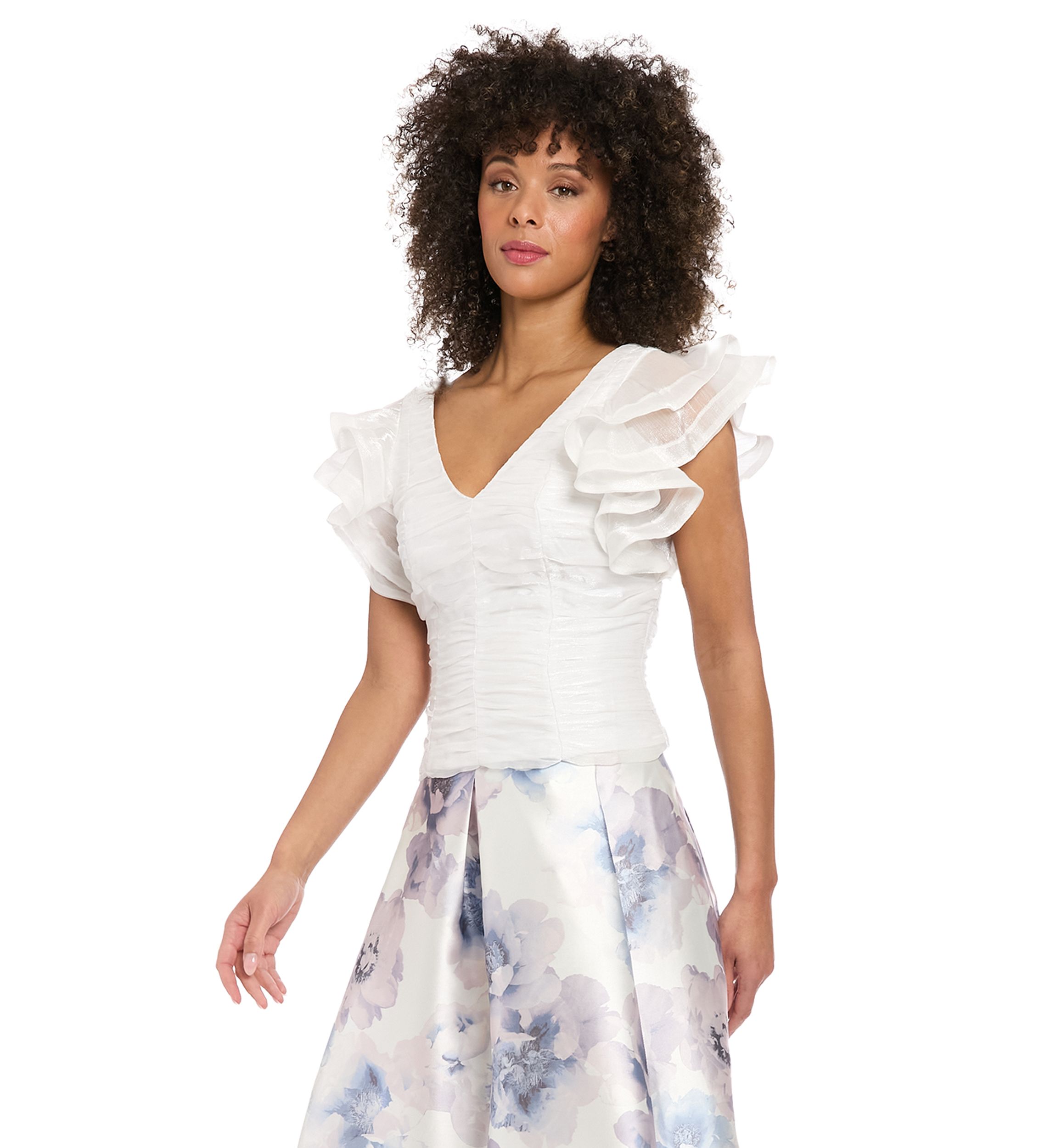 Womens Sleeveless V-Neck Floral Print Top 